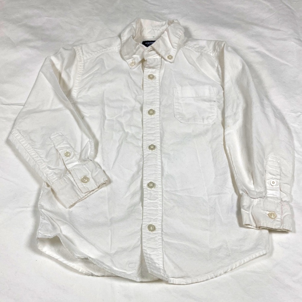 Carter’s boys long sleeve button down white shirt size 6